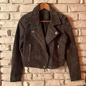 SL8 Green Suede Leather Moto Jacket